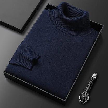 Maglione dolcevita uomo a maglia fine con collo alto a coste, polsini e orlo a coste, 6 colori, taglie XS-2XL