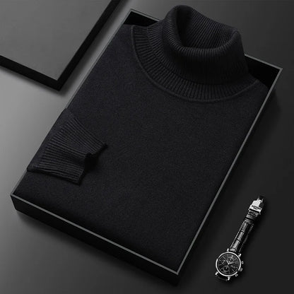 Maglione dolcevita uomo a maglia fine con collo alto a coste, polsini e orlo a coste, 6 colori, taglie XS-2XL