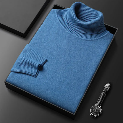 Maglione dolcevita uomo a maglia fine con collo alto a coste, polsini e orlo a coste, 6 colori, taglie XS-2XL