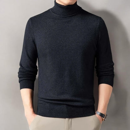 Maglione dolcevita uomo a maglia fine con collo alto a coste, polsini e orlo a coste, 6 colori, taglie XS-2XL