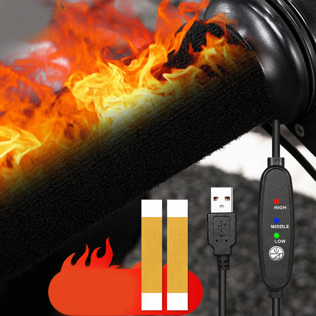 Manopole riscaldate per manubrio — alimentazione USB, controllo temperatura