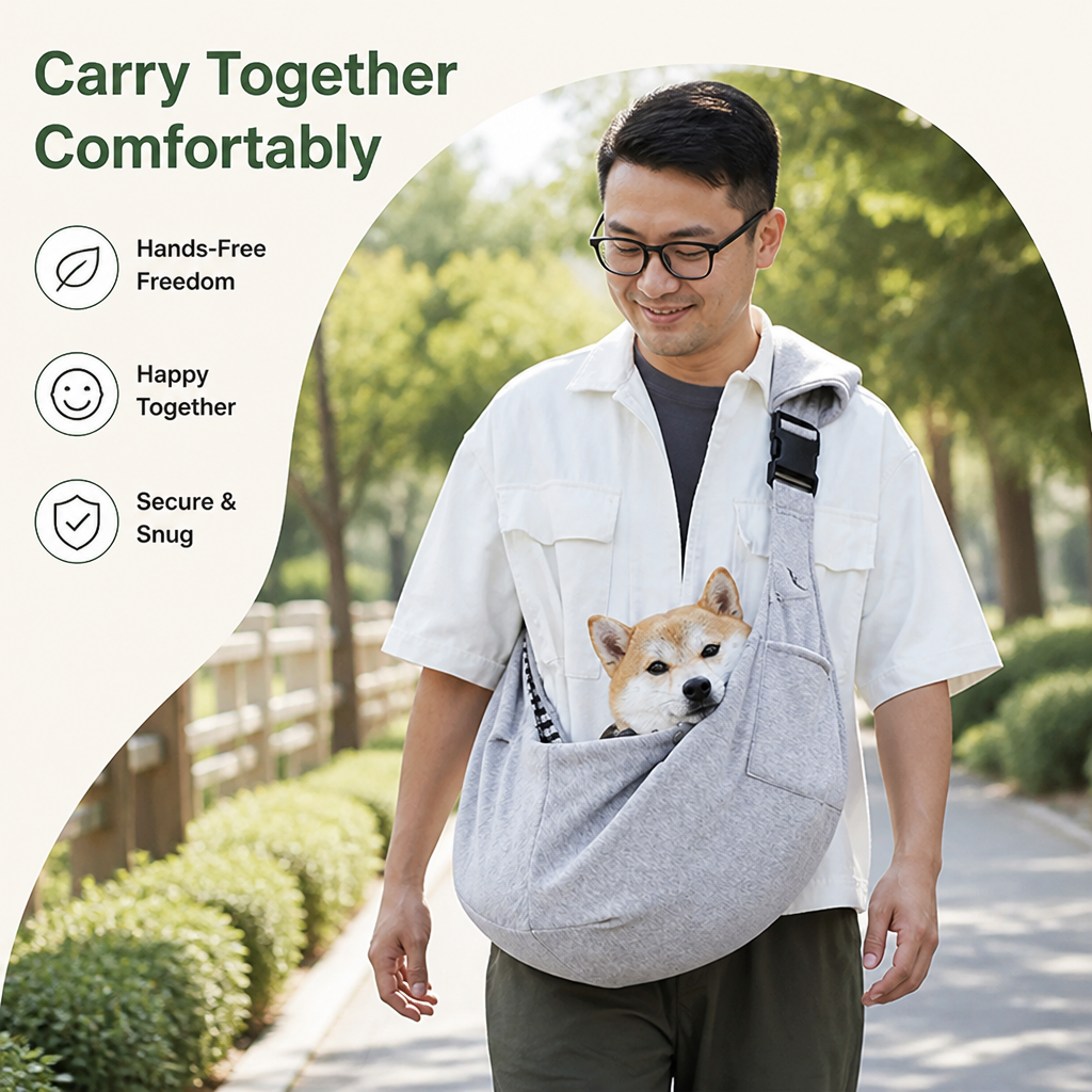 Marsupio ergonomico a tracolla per animali domestici (fino a 6,5 kg)