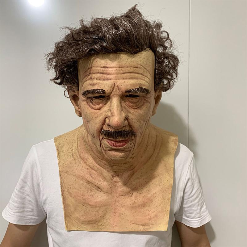 Maschera da vecchio, maschera realistica in lattice a testa intera per adulti, maschera horror rugosa per feste e cospla