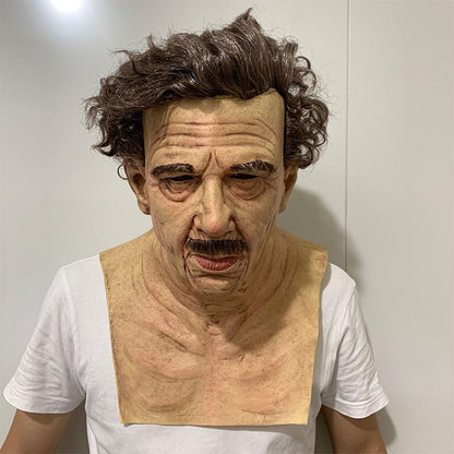 Maschera da vecchio, maschera realistica in lattice a testa intera per adulti, maschera horror rugosa per feste e cospla