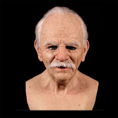 Maschera da vecchio, maschera realistica in lattice a testa intera per adulti, maschera horror rugosa per feste e cospla