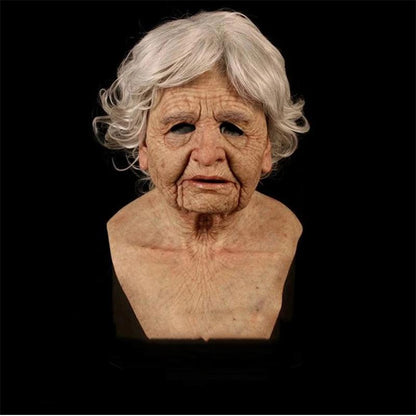 Maschera da vecchio, maschera realistica in lattice a testa intera per adulti, maschera horror rugosa per feste e cospla