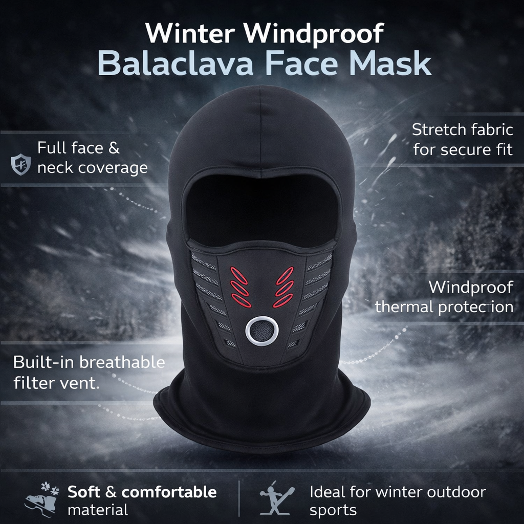 Maschera facciale invernale calda — copertura termica antivento