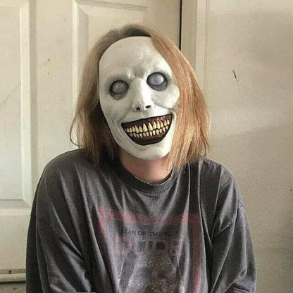 Maschera di Halloween spaventosa, maschera horror demone sorridente in lattice per adulti, maschera inquietante per fest