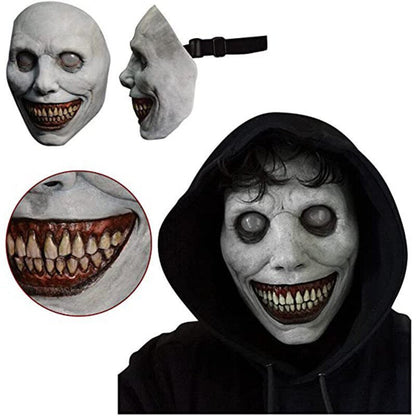 Maschera di Halloween spaventosa, maschera horror demone sorridente in lattice per adulti, maschera inquietante per fest