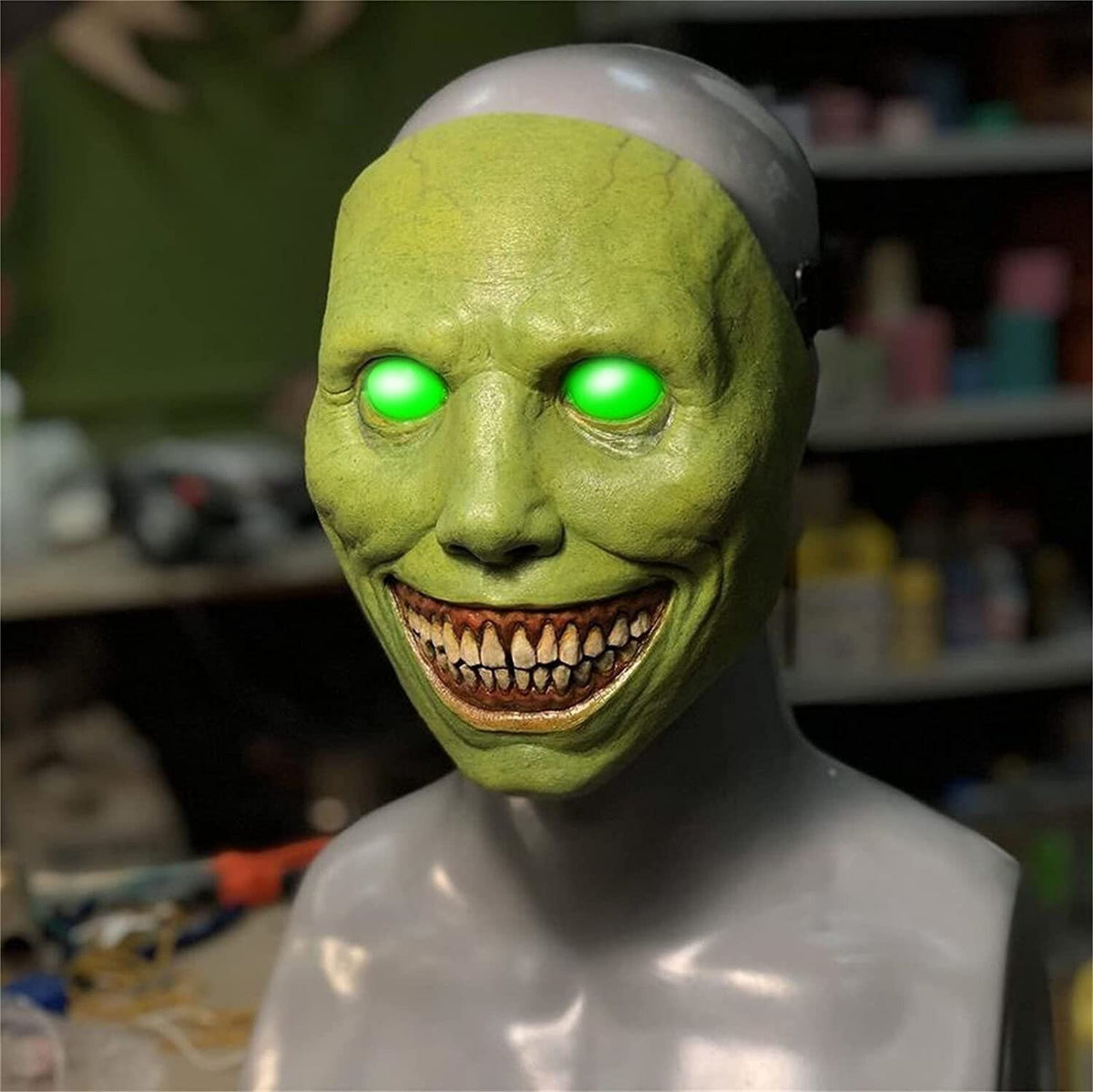 Maschera di Halloween spaventosa, maschera horror demone sorridente in lattice per adulti, maschera inquietante per fest