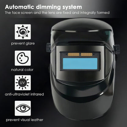 Maschera per saldatura con oscuramento automatico e lampada frontale