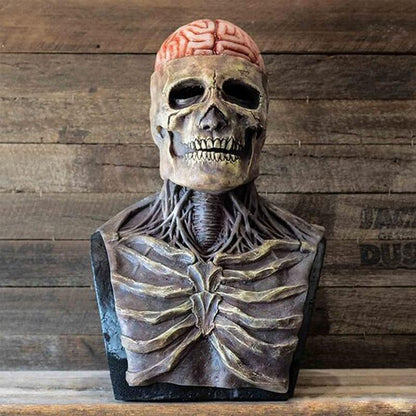 Maschera scheletro realistica con cervello per adulti Halloween