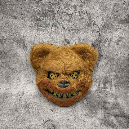 Maschera spaventosa da coniglio o orso per Halloween in pelliccia sintetica con denti insanguinati, 4 modelli e set da 2
