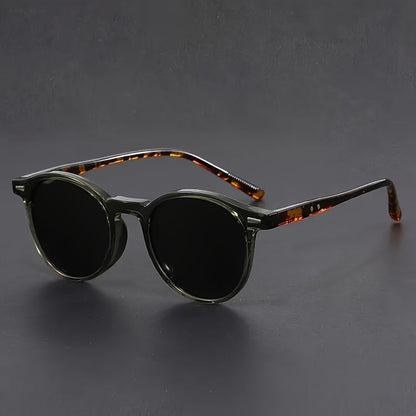 Occhiali da sole da uomo RetroView – Montatura rotonda tartarugata leggera