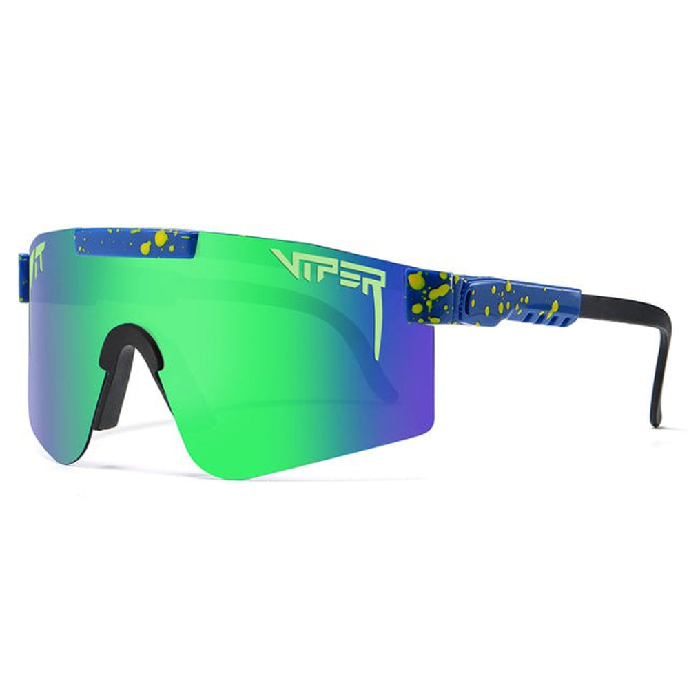 Occhiali da sole sportivi polarizzati con lente singola a specchio UV400, montatura in policarbonato, naselli in silicon