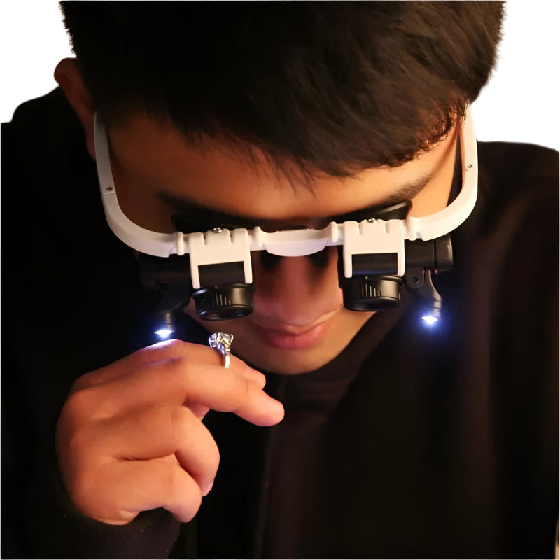 Occhiali Lente d'Ingrandimento LED con Zoom 8x, 15x, 23x