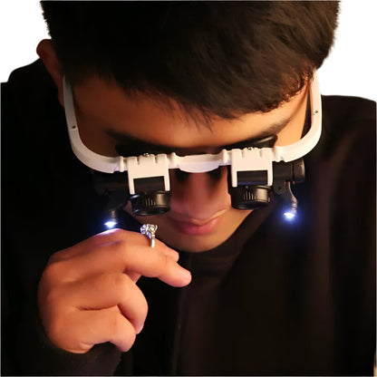 Occhiali Lente d'Ingrandimento LED con Zoom 8x, 15x, 23x