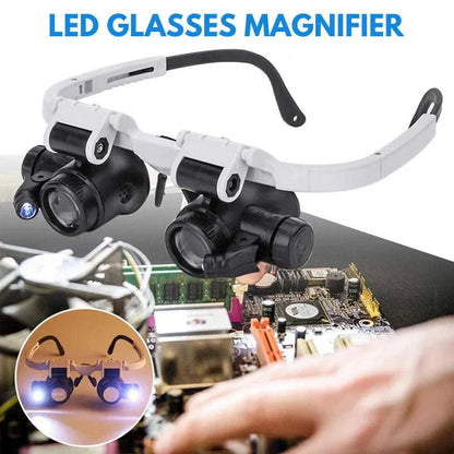 Occhiali Lente d'Ingrandimento LED con Zoom 8x, 15x, 23x