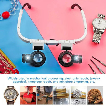 Occhiali Lente d'Ingrandimento LED con Zoom 8x, 15x, 23x