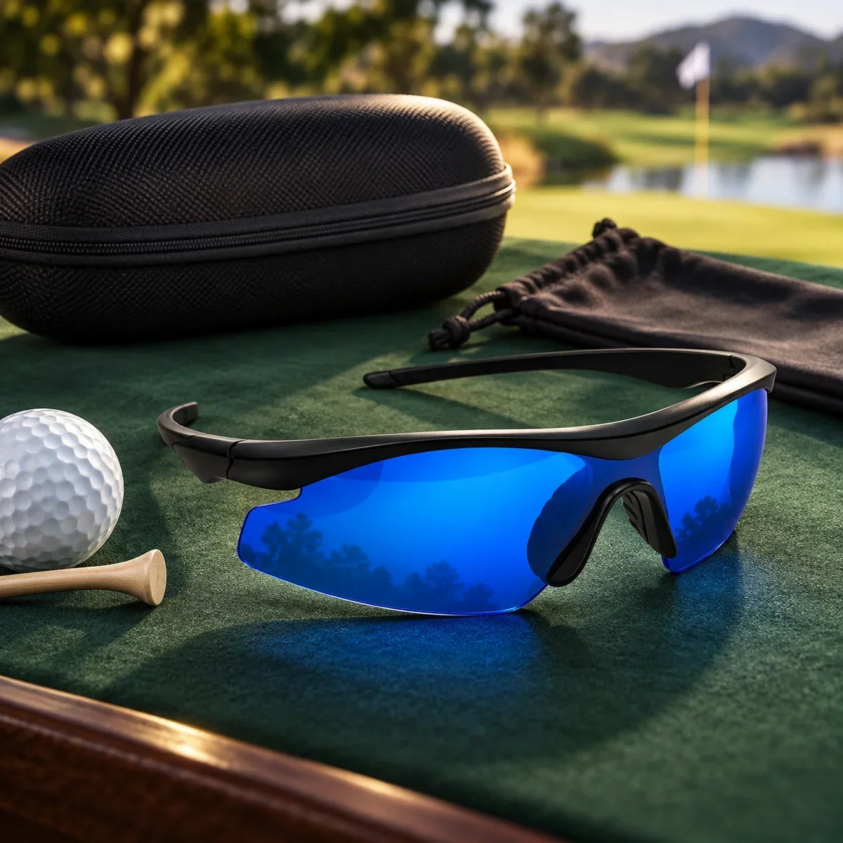 Occhiali per trovare palline da golf | Lenti blu per contrasto migliorato e leggerissimi | Custodia e sacchetto in micro