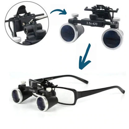 Occhialini ingranditori dentali OrionView con luce LED e ingrandimento binoculare