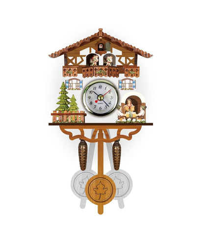 Orologio a cucù tradizionale in legno con design chalet, musica, pendolo e spegnimento notturno