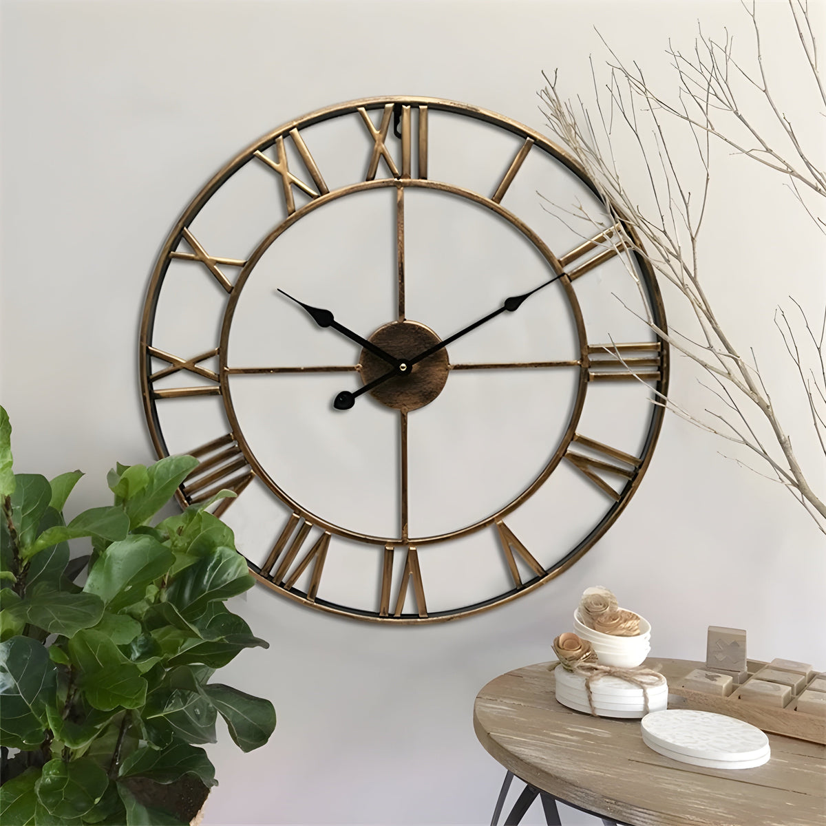 Orologio da parete in ferro con numeri romani e movimento silenzioso