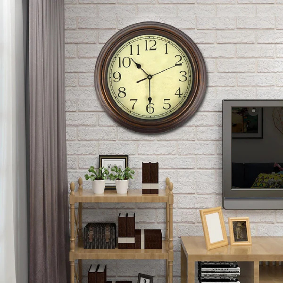 Orologio da parete in legno elegante per soggiorno - Silenzioso