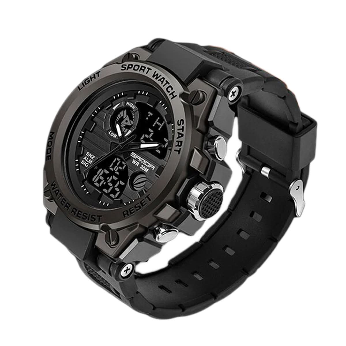 Orologio militare da uomo con display analogico digitale e funzioni