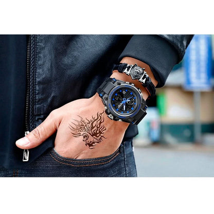 Orologio militare da uomo con display analogico digitale e funzioni