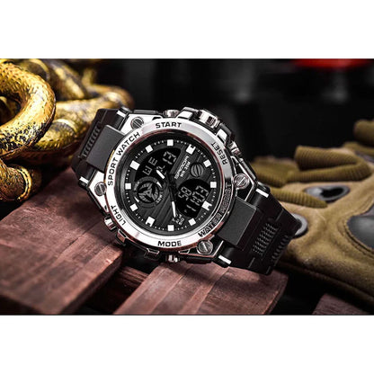 Orologio militare da uomo con display analogico digitale e funzioni