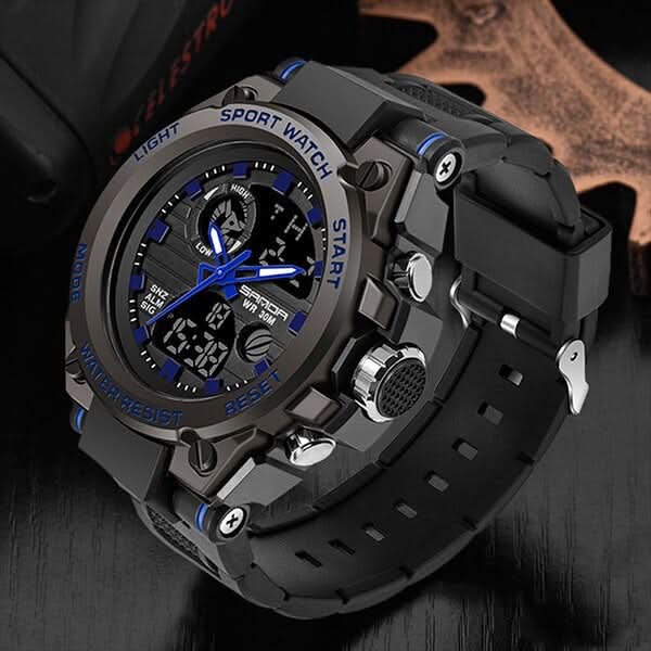 Orologio militare da uomo con display analogico digitale e funzioni