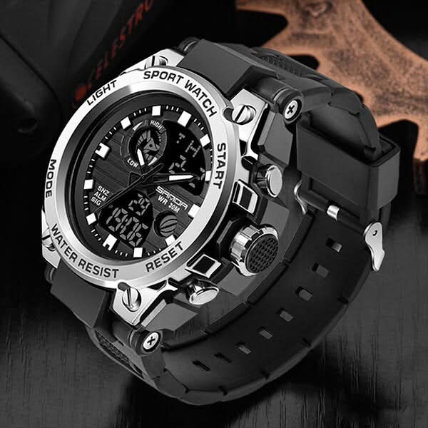Orologio militare da uomo con display analogico digitale e funzioni