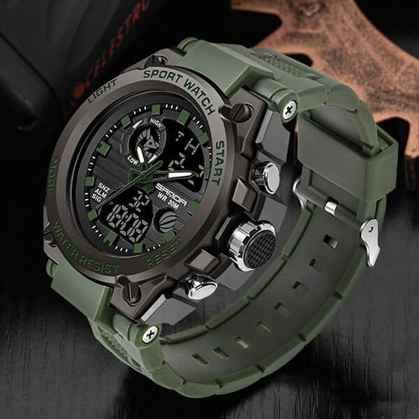 Orologio militare da uomo con display analogico digitale e funzioni