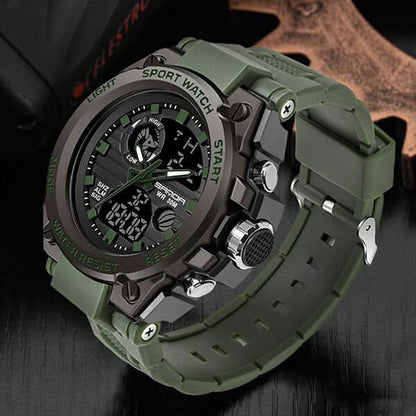Orologio militare da uomo con display analogico digitale e funzioni