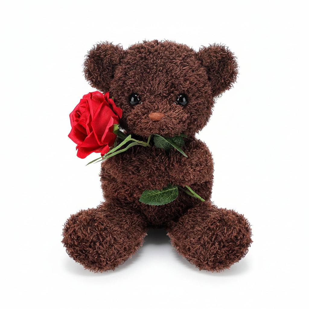 Orsetto di peluche con rosa per San Valentino
