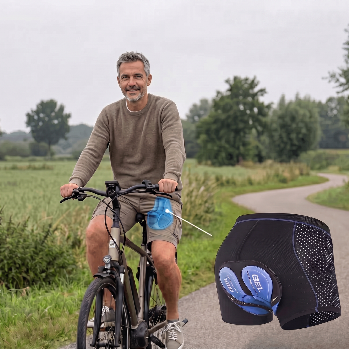 Pantaloncini Imbottiti da Ciclismo da Uomo - Supporto con Cuscinetto in Gel 5D - Intimo Traspirante per Bici