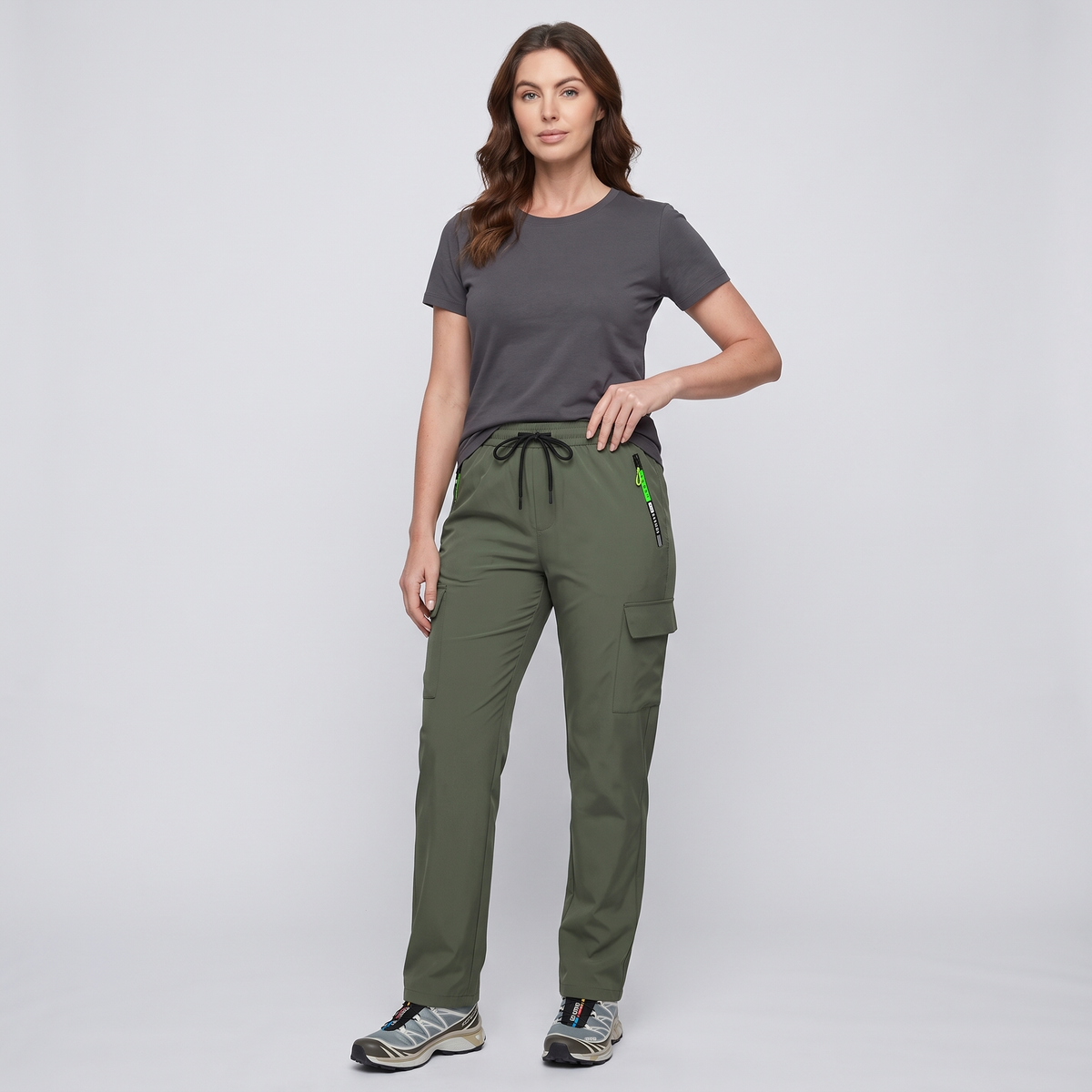 Pantaloni cargo da donna con elastico in vita