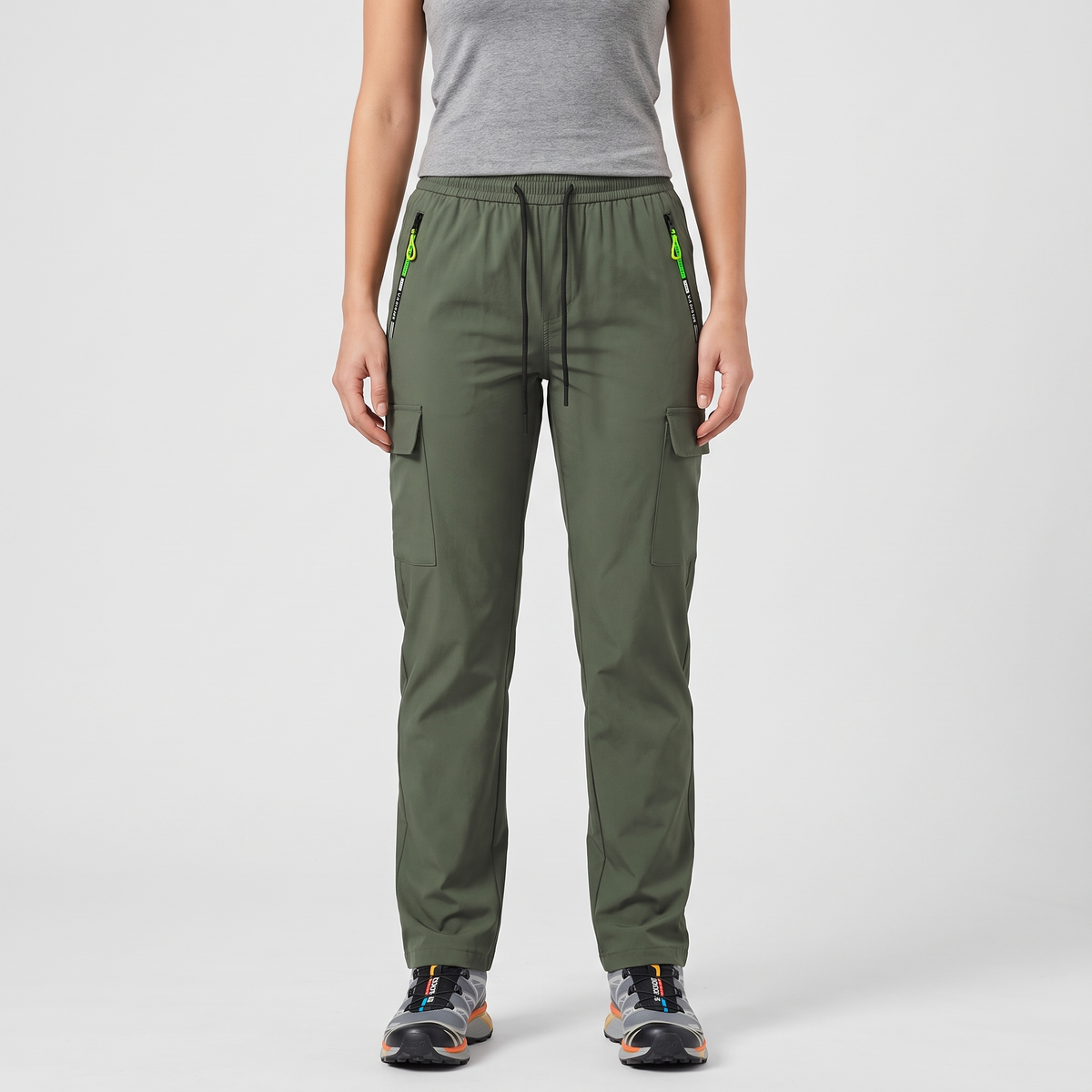 Pantaloni cargo da donna con elastico in vita