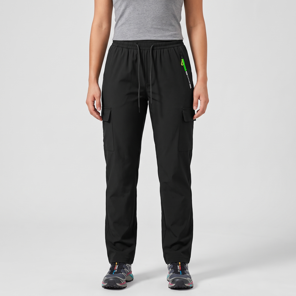 Pantaloni cargo da donna con elastico in vita