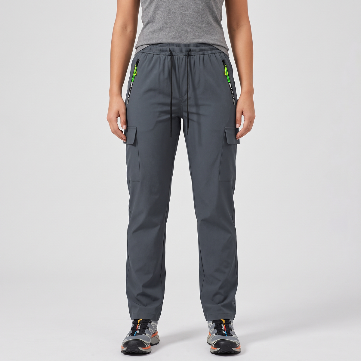 Pantaloni cargo da donna con elastico in vita