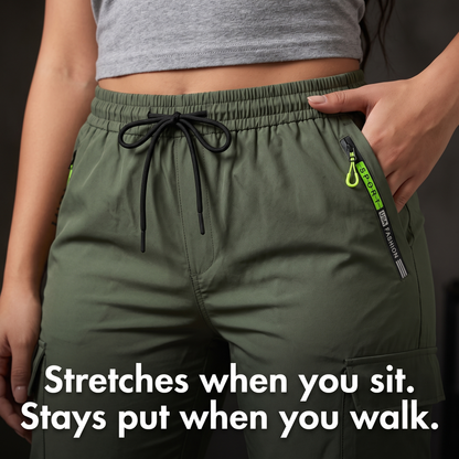 Pantaloni cargo da donna con elastico in vita