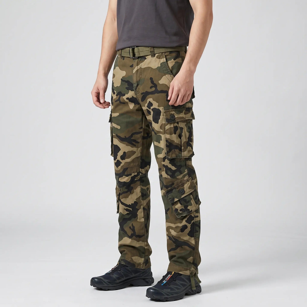 Pantaloni cargo mimetici da uomo - Pantaloni combat - 8 tasche vestibilità comoda