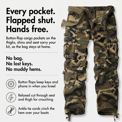 Pantaloni cargo mimetici da uomo - Pantaloni combat - 8 tasche vestibilità comoda