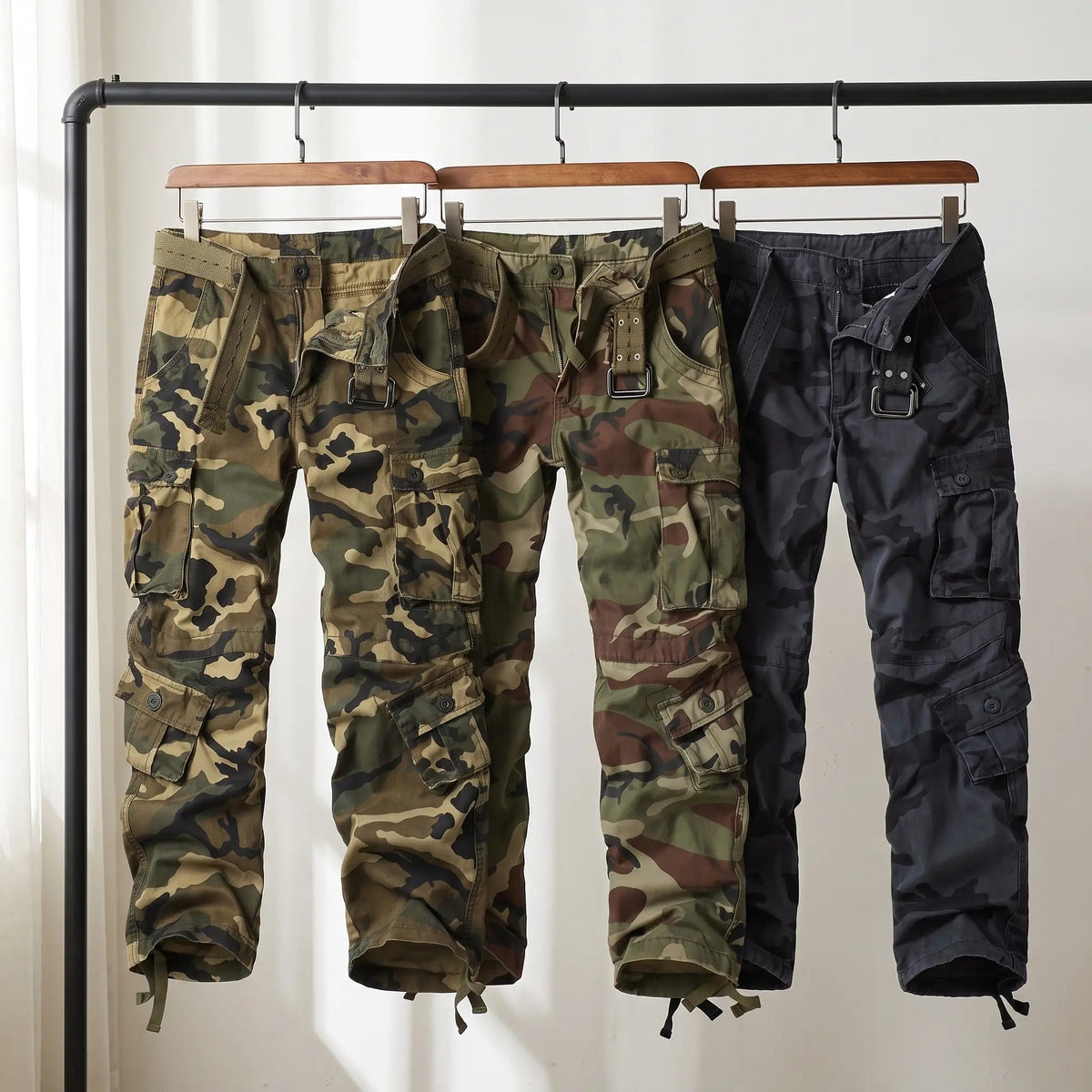 Pantaloni cargo mimetici da uomo - Pantaloni combat - 8 tasche vestibilità comoda