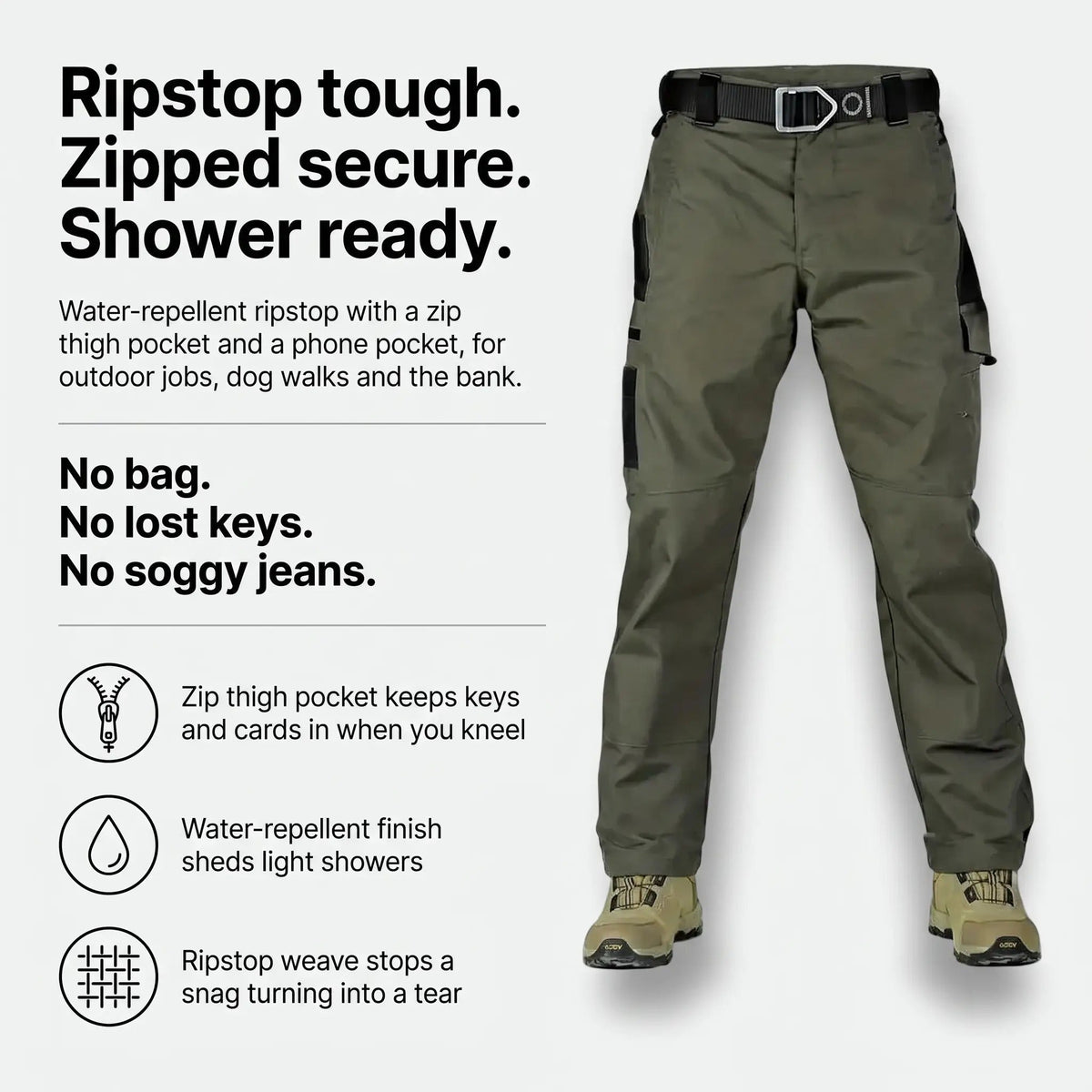 Pantaloni da lavoro da uomo - Pantaloni cargo ripstop - Pantaloni combat