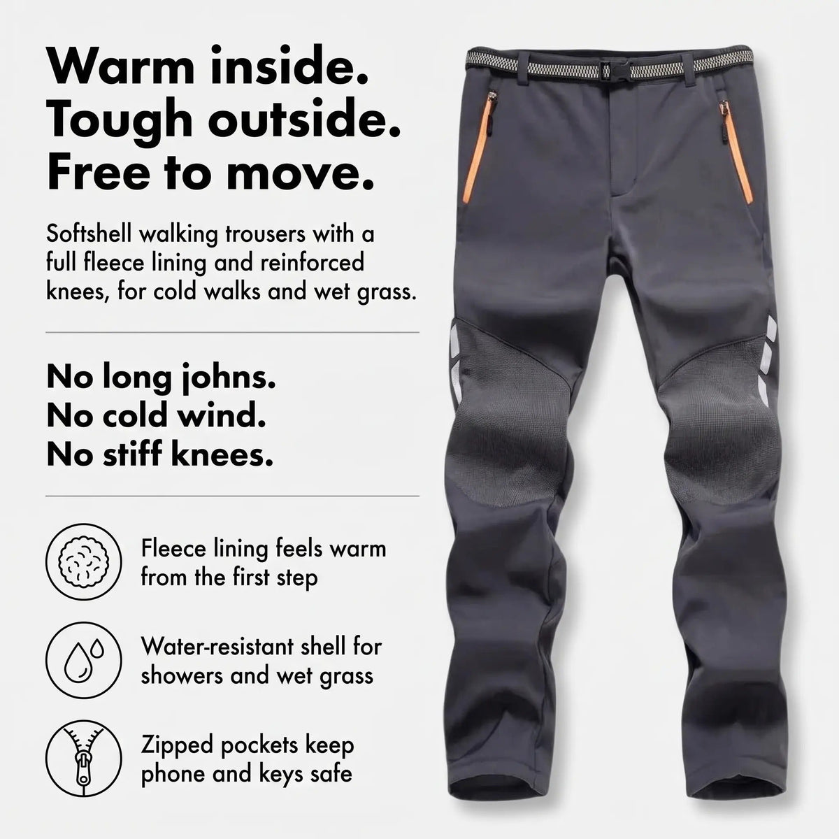 Pantaloni da trekking da uomo foderati in pile e idrorepellenti