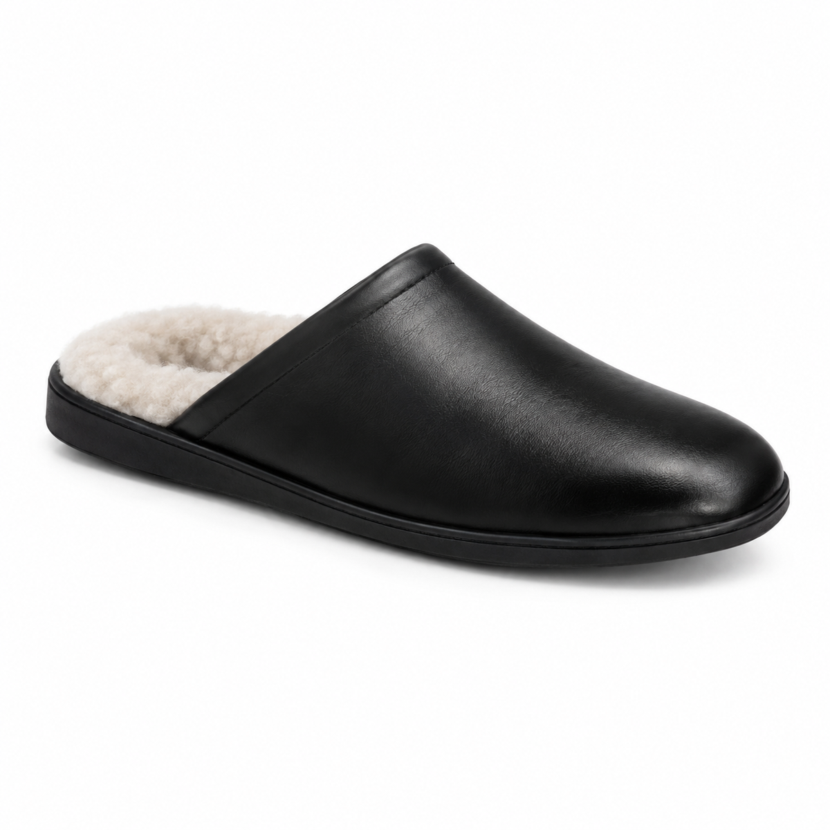 Rassivo Men's Faux Fur Lined Slippers Black Indoor