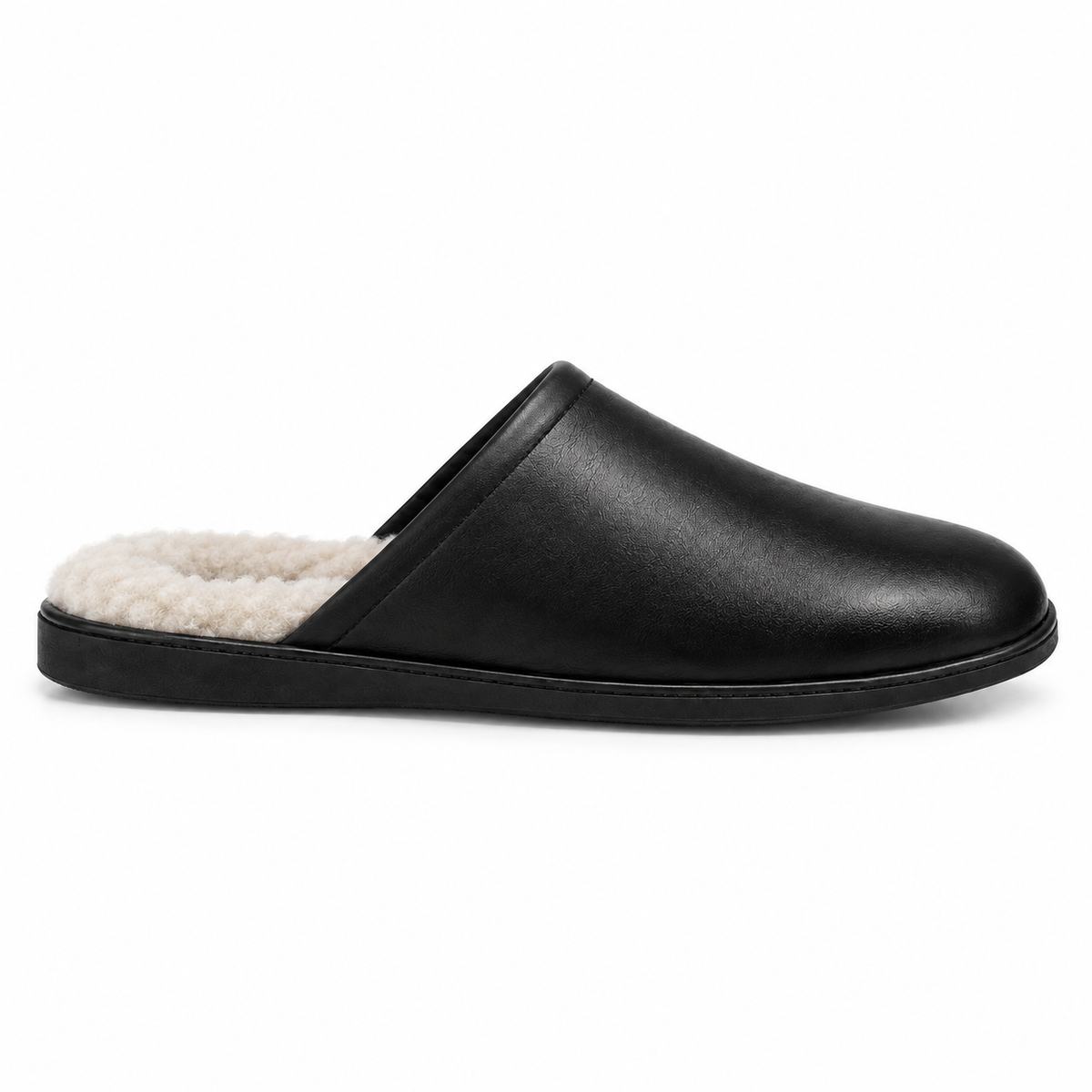 Rassivo Men's Faux Fur Lined Slippers Black Indoor