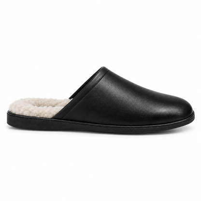 Rassivo Men's Faux Fur Lined Slippers Black Indoor